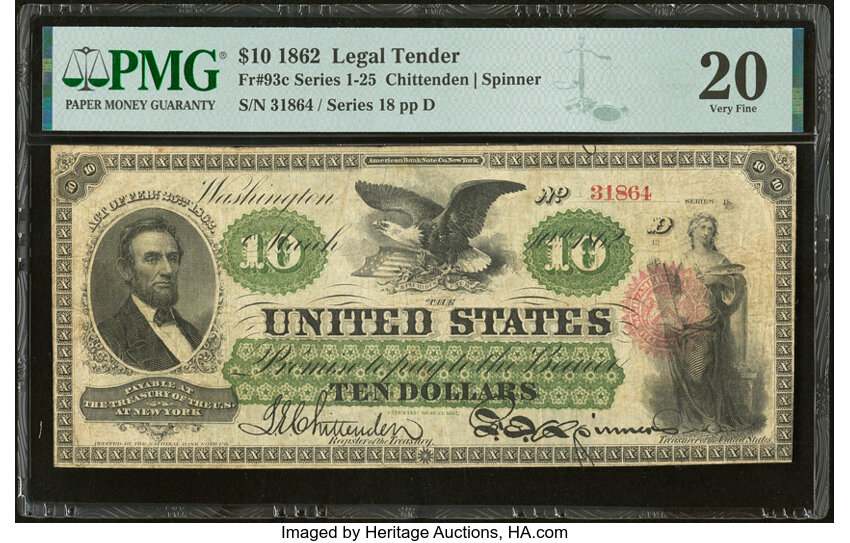 1862 $10  Seal Type 1 (Fr. 93c) thumbnail 3