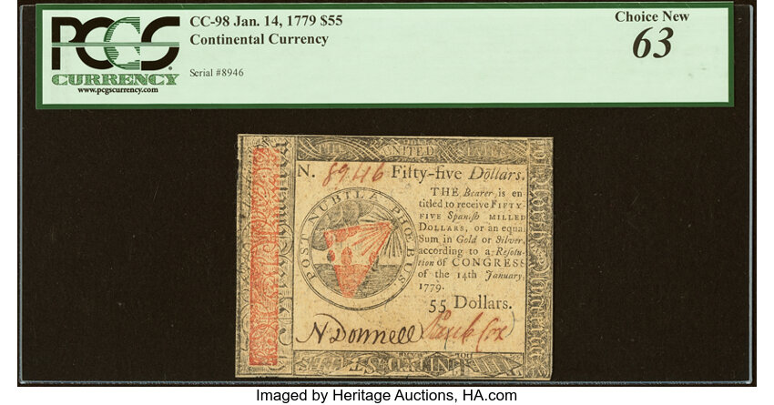 Jan 14, 1779 $55  Continental Congress (Fr. CC98) thumbnail 2