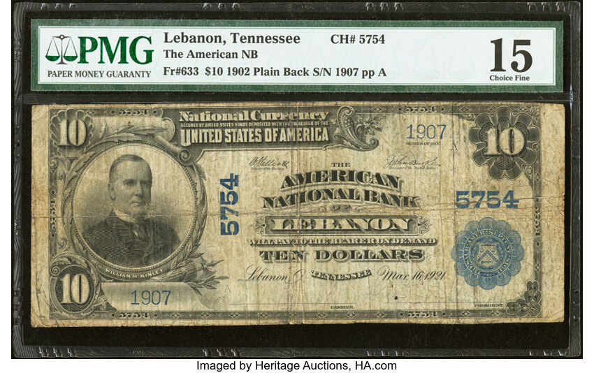 1902 $10  3rd Charter Period, 3rd Issue, Plain Back (Fr. 633) thumbnail 8