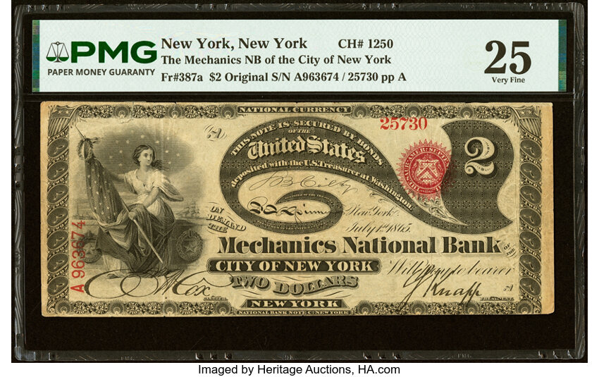 Original $2  1st Charter Period, Seal With Rays (Fr. 387a) thumbnail 12