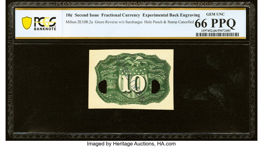  10c Head of George Washington in Bronze Oval Frame (Fr. 1244) thumbnail 3