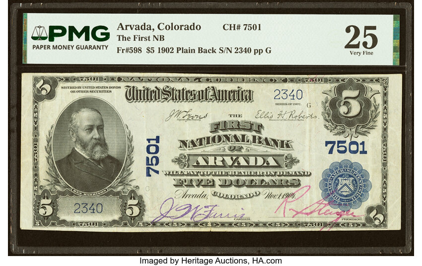 1902 $5  3rd Charter Period, 3rd Issue, Plain Back (Fr. 598) thumbnail 6