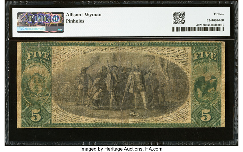1875 $5  1st Charter Period, Scalloped Seal (Fr. 402) thumbnail 7