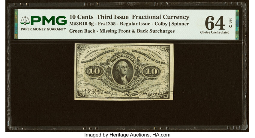  10c Head of George Washington (Fr. 1255) thumbnail 6