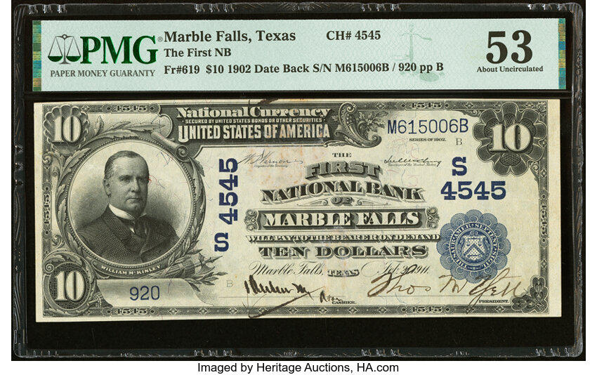 1902 $10  3rd Charter Period, 2nd Issue, Date Back (Fr. 619) thumbnail 5