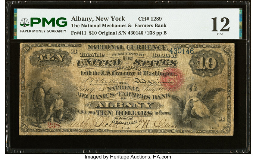 Original $10  1st Charter Period, Seal With Rays (Fr. 412) thumbnail 3