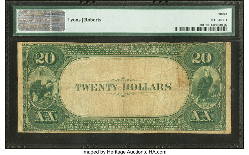 1882 $20  2nd Charter Period, 3rd Issue, Value Back (Fr. 581) thumbnail 18