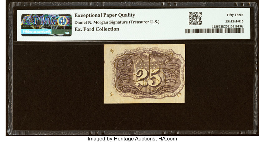 25c Head of George Washington in Bronze Oval Frame (Fr. 1286) thumbnail 15