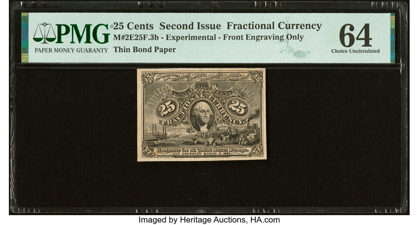  25c Head of George Washington in Bronze Oval Frame (Fr. 1283) thumbnail 4