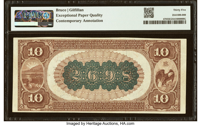 1882 $10  2nd Charter Period, 1st Issue, Brown Back (Fr. 479) thumbnail 17