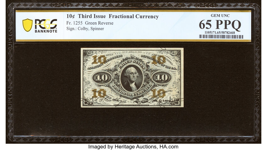  10c Head of George Washington (Fr. 1255) thumbnail 2