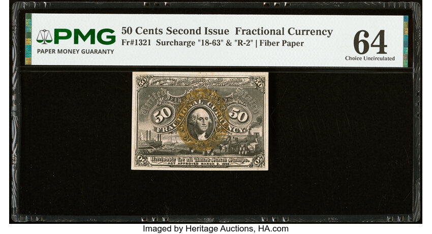  50c Head of George Washington in Bronze Oval Frame (Fr. 1321) thumbnail 2