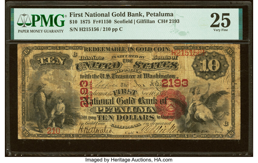 1875 $10  Petaluma (Fr. 1150) thumbnail 2
