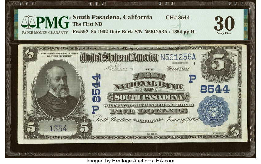 1902 $5  3rd Charter Period, 2nd Issue, Date Back (Fr. 592) thumbnail 2