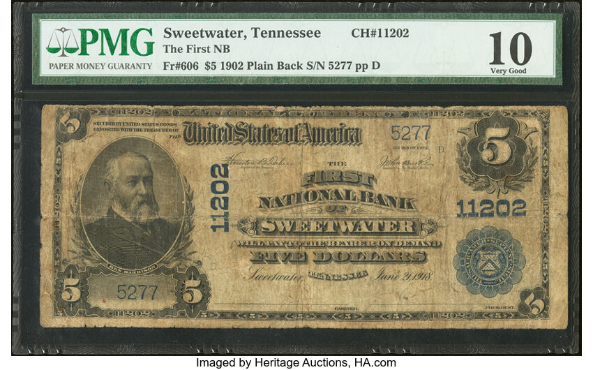 1902 $5  3rd Charter Period, 3rd Issue, Plain Back (Fr. 606) thumbnail 10