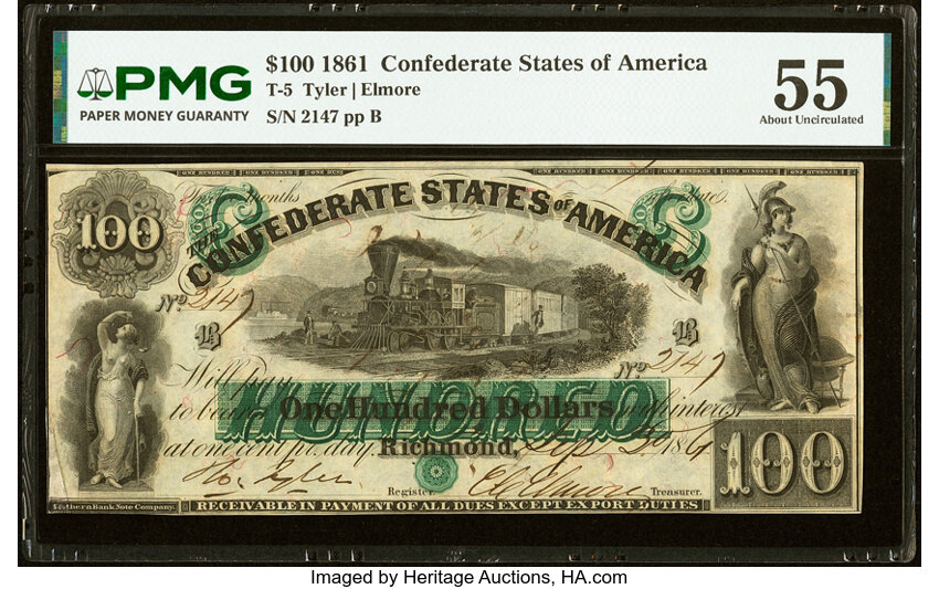 1861 $100  Richmond (Fr. T5) thumbnail 4