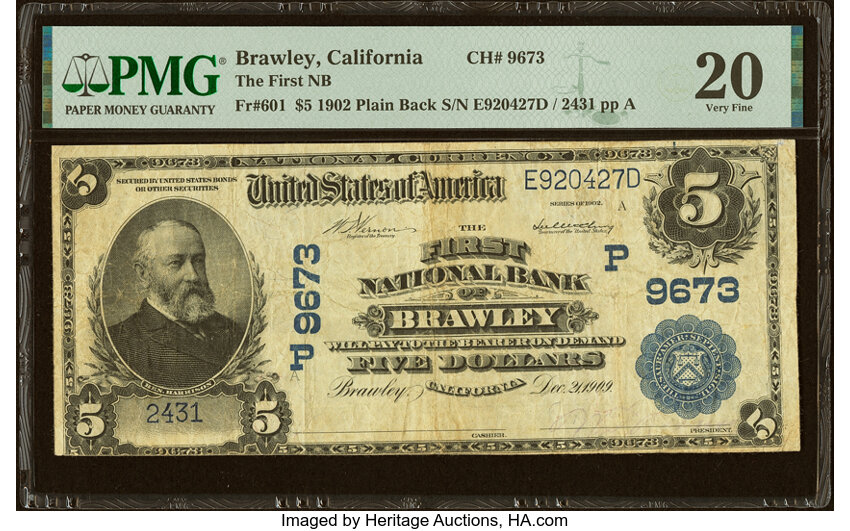1902 $5  3rd Charter Period, 3rd Issue, Plain Back (Fr. 601) thumbnail 5