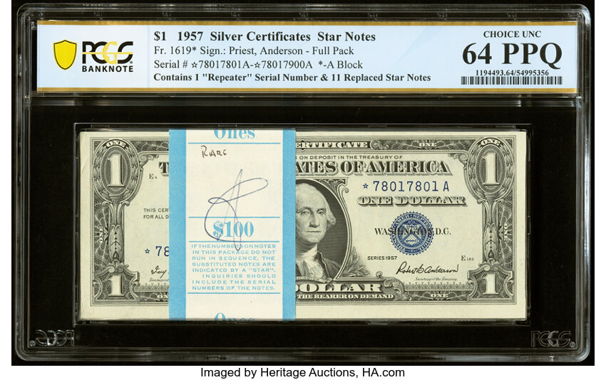1957 $1  Star Replacement (Fr. 1619*) thumbnail 2