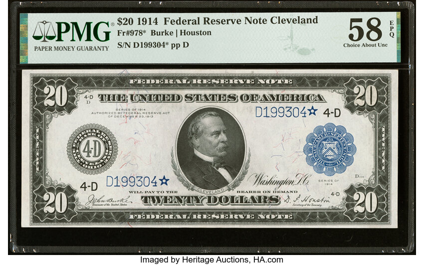 Image for 1914 $20  Blue Seal, Cleveland, Star Replacement (Fr. 978*)