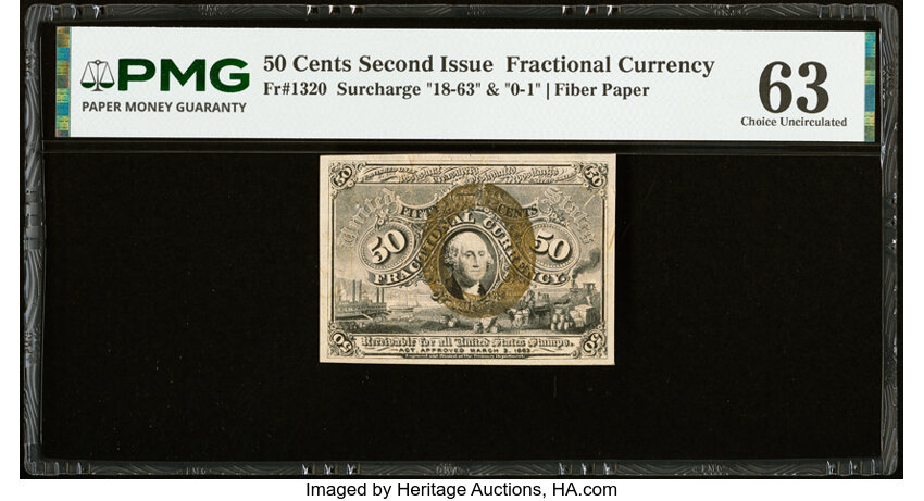  50c Head of George Washington in Bronze Oval Frame (Fr. 1320) thumbnail 3