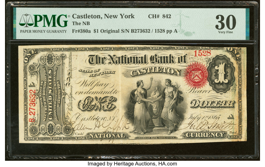 Original $1  1st Charter Period, Seal With Rays (Fr. 380a) thumbnail 5