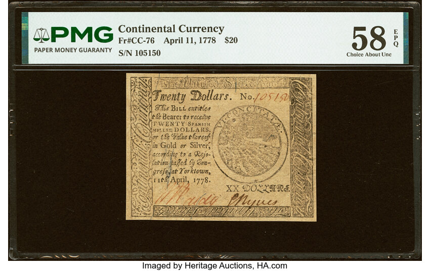 Apr 11, 1778 $20  Continental Congress, Yorktown (Fr. CC76) thumbnail 2