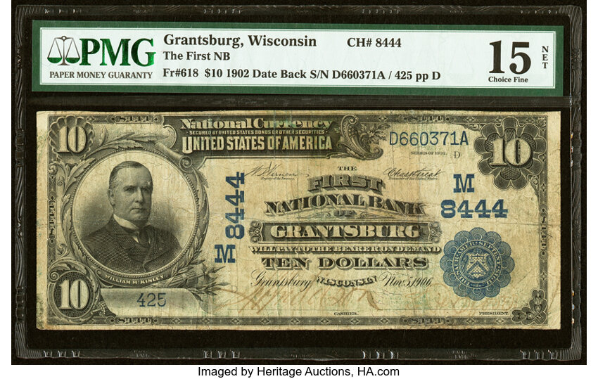1902 $10  3rd Charter Period, 2nd Issue, Date Back (Fr. 618) thumbnail 3