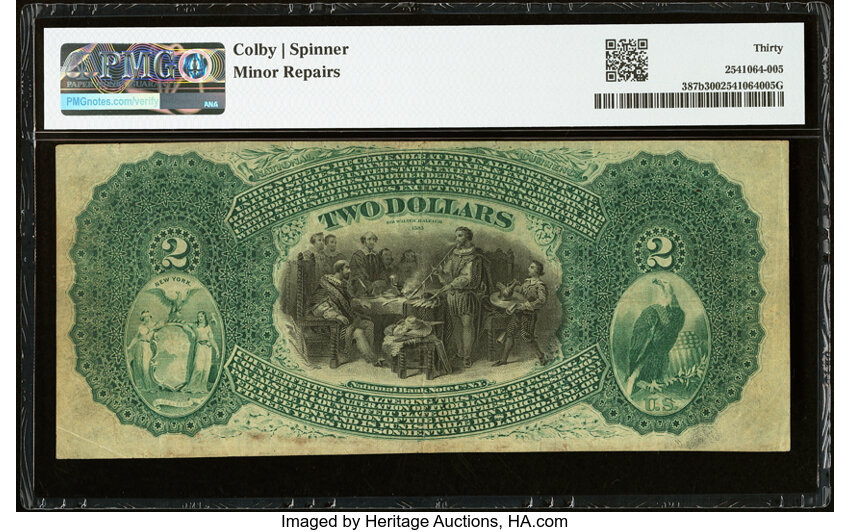Original $2  1st Charter Period, Seal With Rays (Fr. 387b) thumbnail 12