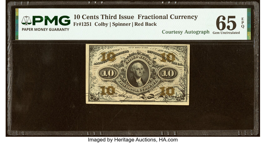  10c Head of George Washington (Fr. 1251) thumbnail 5