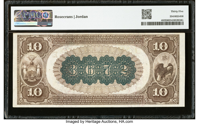 1882 $10  2nd Charter Period, 1st Issue, Brown Back (Fr. 482) thumbnail 18