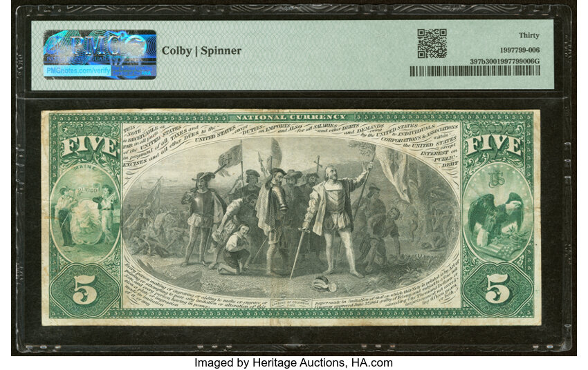 Original $5  1st Charter Period, Seal With Rays (Fr. 397b) thumbnail 9