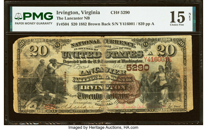 1882 $20  2nd Charter Period, 1st Issue, Brown Back (Fr. 504) thumbnail 5