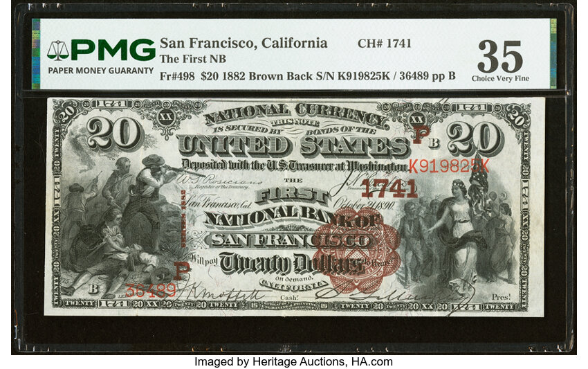 1882 $20  2nd Charter Period, 1st Issue, Brown Back (Fr. 498) thumbnail 4