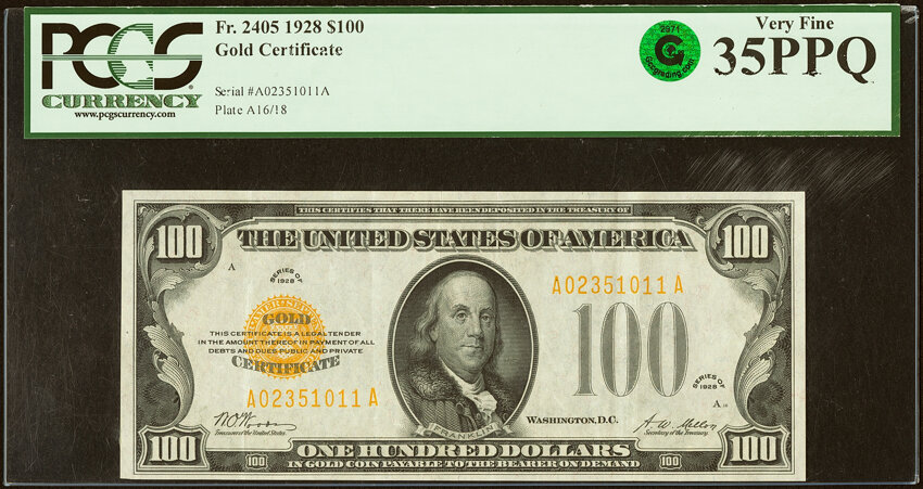 1928 $100  (Fr. 2405) thumbnail 2
