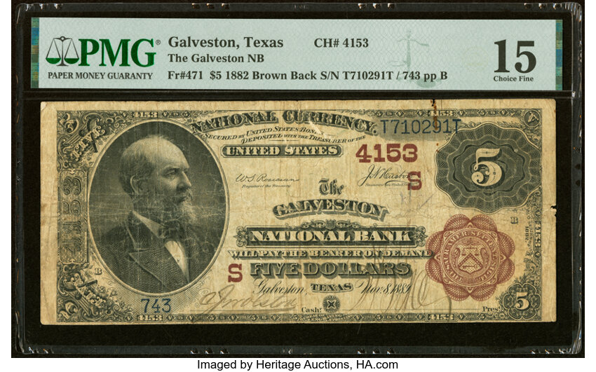 1882 $5  2nd Charter Period, 1st Issue, Brown Back (Fr. 471) thumbnail 13