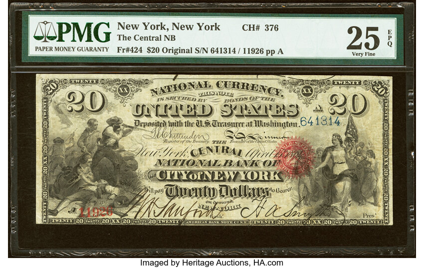 Original $20  1st Charter Period, Seal With Rays (Fr. 424) thumbnail 2