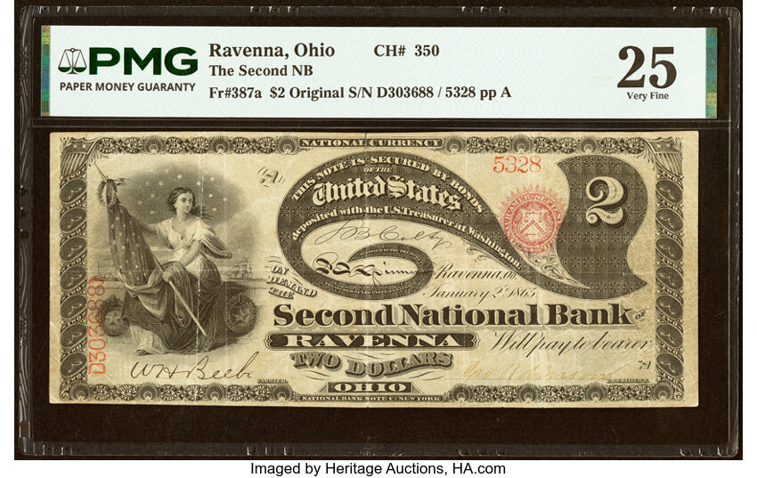 Original $2  1st Charter Period, Seal With Rays (Fr. 387a) thumbnail 2