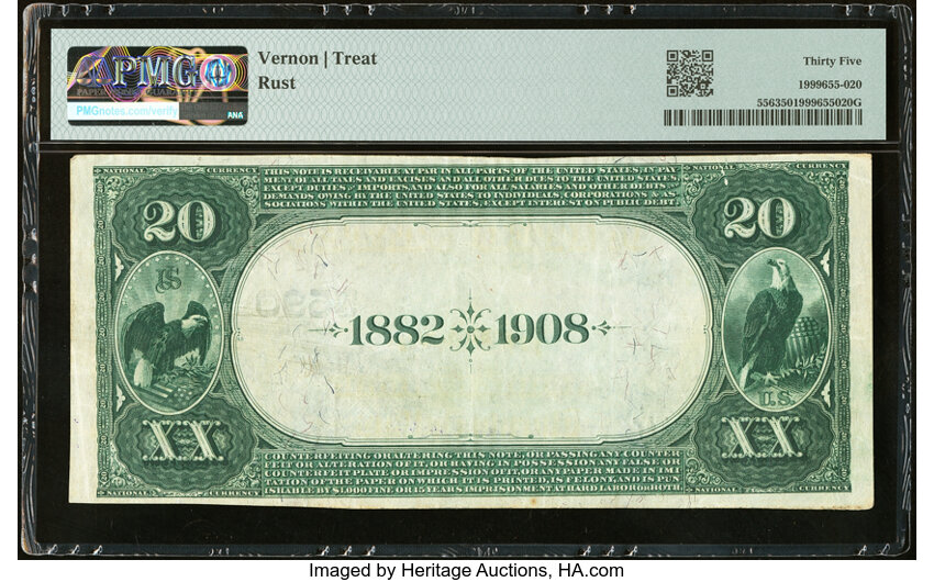 1882 $20  2nd Charter Period, 2nd Issue, Date Back (Fr. 556) thumbnail 4