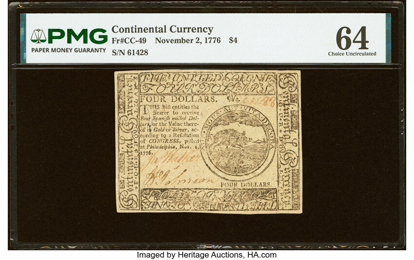 Nov 2, 1776 $4  Continental Congress (Fr. CC49) thumbnail 2