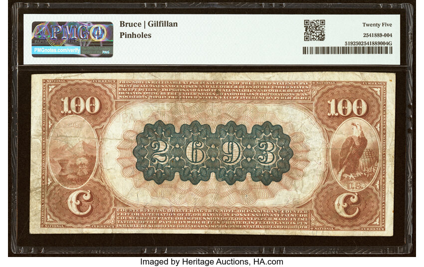 1882 $100  2nd Charter Period, 1st Issue, Brown Back (Fr. 519) thumbnail 3