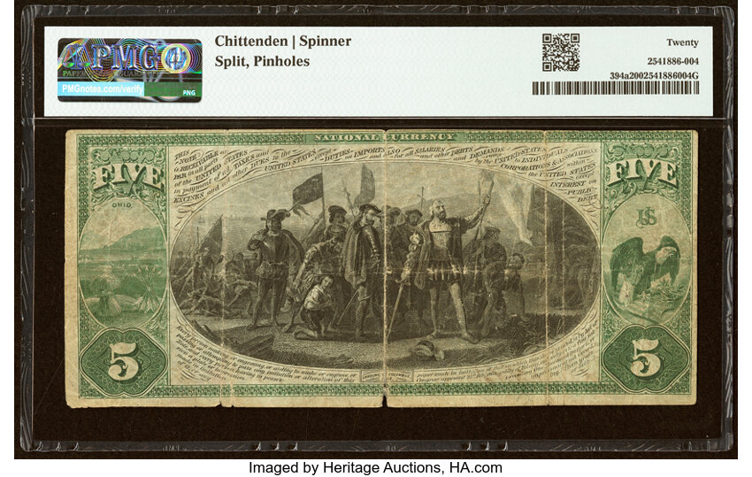 Original $5  1st Charter Period, Seal With Rays (Fr. 394a) thumbnail 8