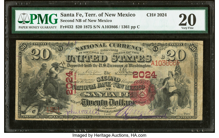 1875 $20  1st Charter Period, Scalloped Seal (Fr. 432) thumbnail 2