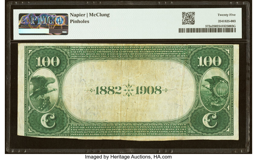 1882 $100  2nd Charter Period, 2nd Issue, Date Back (Fr. 572a) thumbnail 3