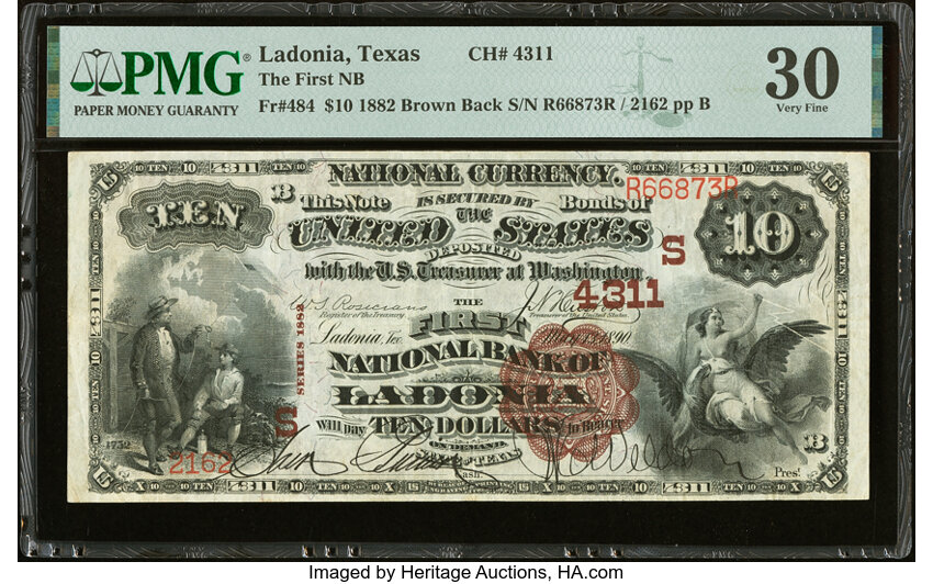 1882 $10  2nd Charter Period, 1st Issue, Brown Back (Fr. 484) thumbnail 7