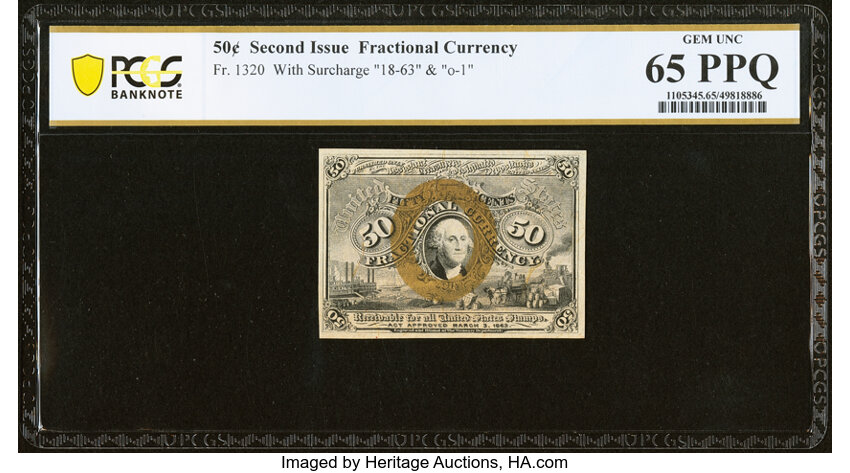  50c Head of George Washington in Bronze Oval Frame (Fr. 1320) thumbnail 2