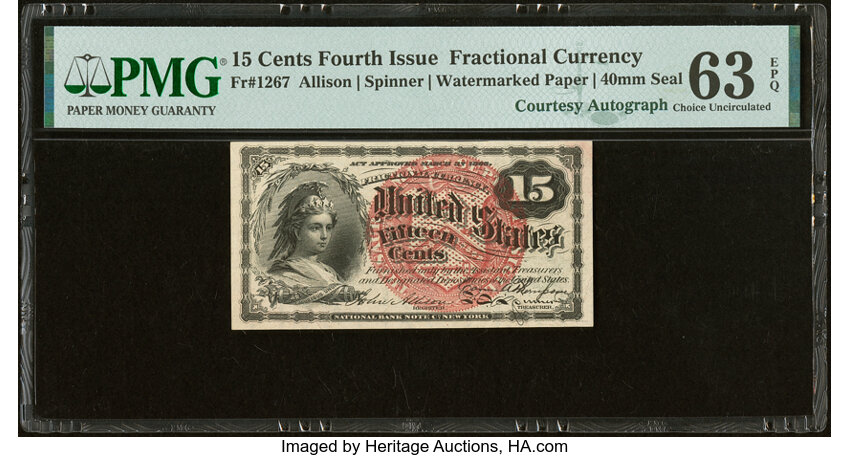  15c Bust of Columbia (Fr. 1267) thumbnail 4