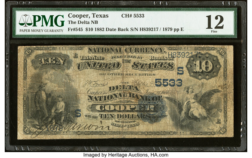 1882 $10  2nd Charter Period, 2nd Issue, Date Back (Fr. 545) thumbnail 8