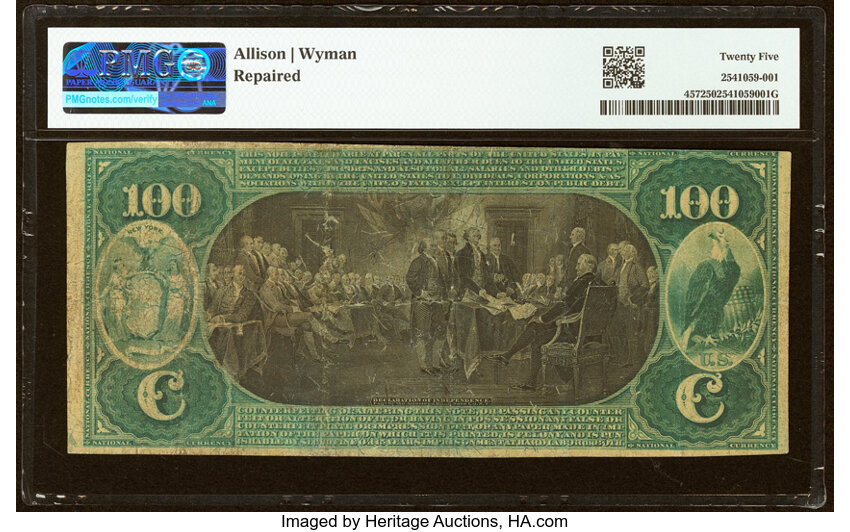 1875 $100  1st Charter Period, Scalloped Seal (Fr. 457) thumbnail 3