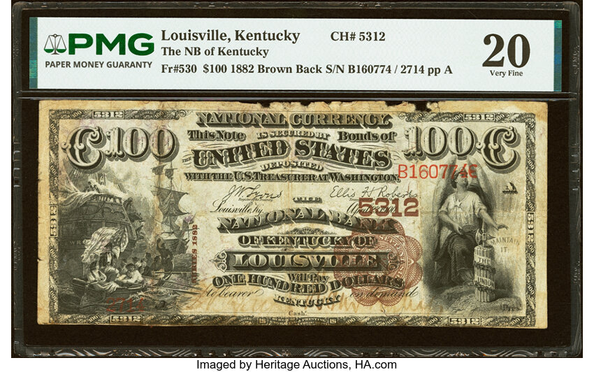 1882 $100  2nd Charter Period, 1st Issue, Brown Back (Fr. 530) thumbnail 2