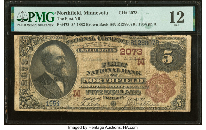1882 $5  2nd Charter Period, 1st Issue, Brown Back (Fr. 472) thumbnail 4